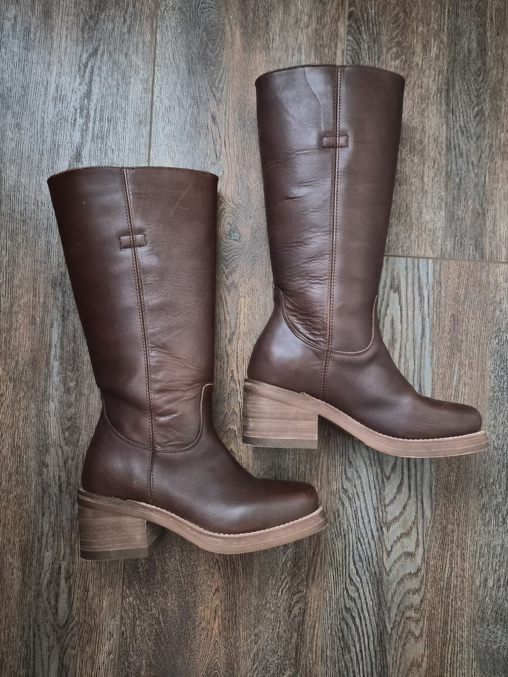 VEGABOND DINGO Dark Brown Leather Mid-Calf Heeled Boots Size 8W